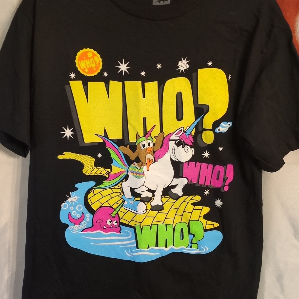 Black Graphic Tee with Colorful Design